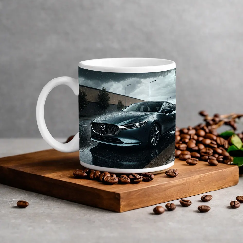 Mazda Six Sedan Rainy Street Dark Sky – Mugs