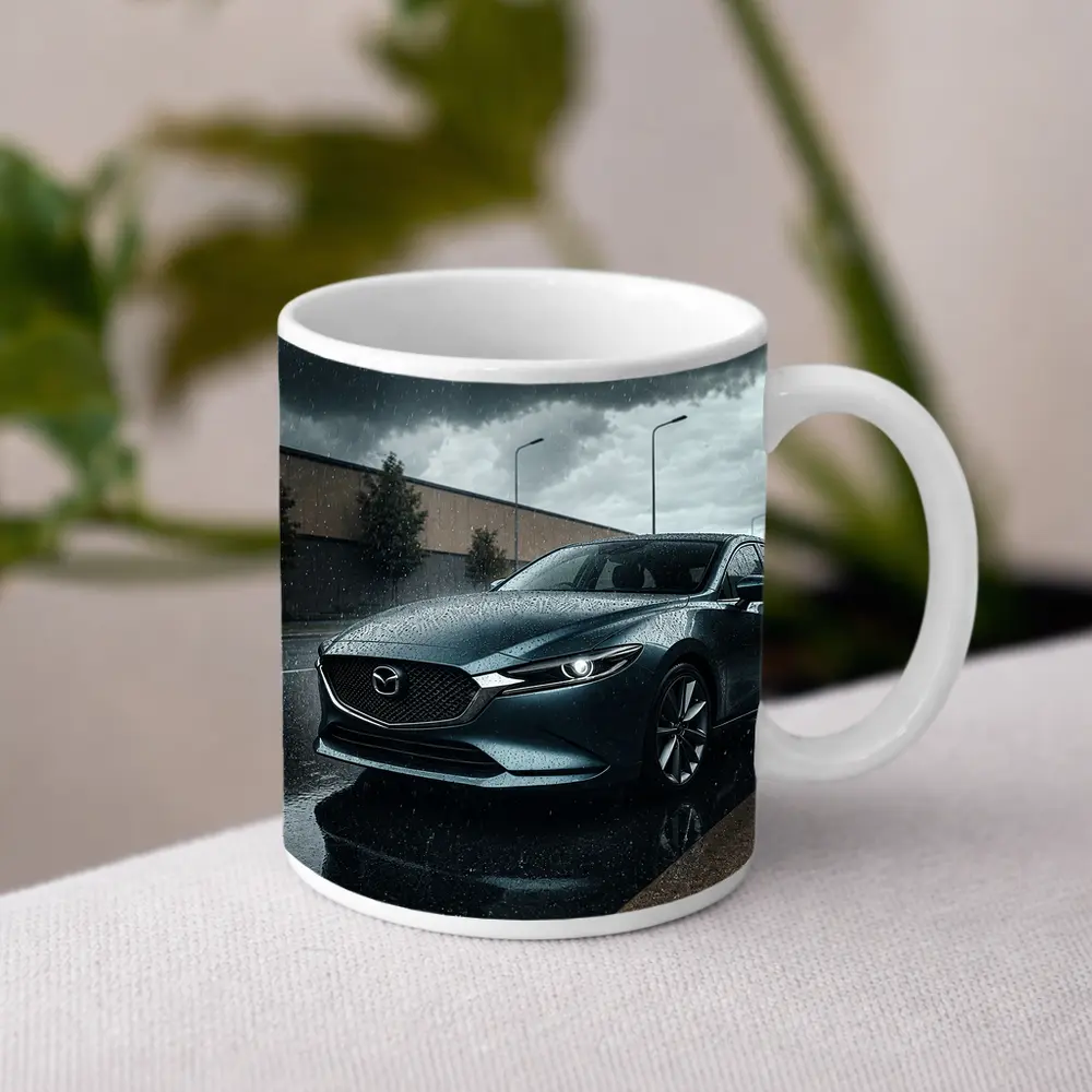 Mazda Six Sedan Rainy Street Dark Sky – Mugs