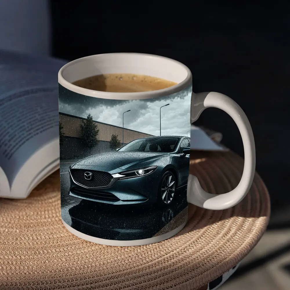 Mazda Six Sedan Rainy Street Dark Sky – Mugs