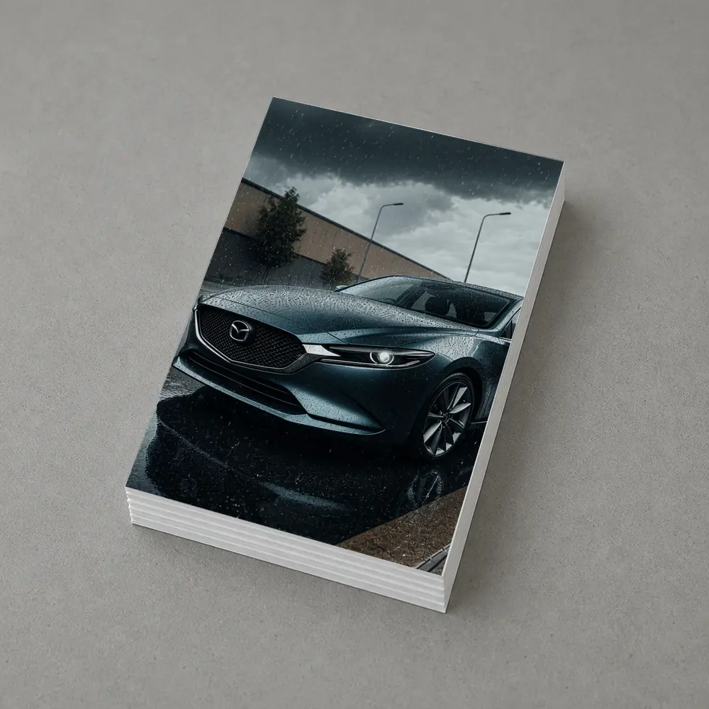 Mazda Six Sedan Rainy Street Dark Sky – Postcards