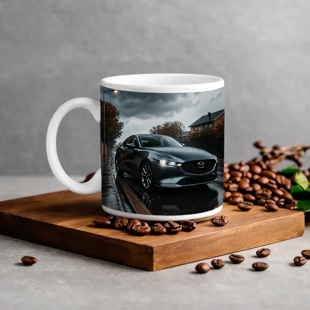 Mazda Six Sedan Wet Street Cloudy Day – Mugs
