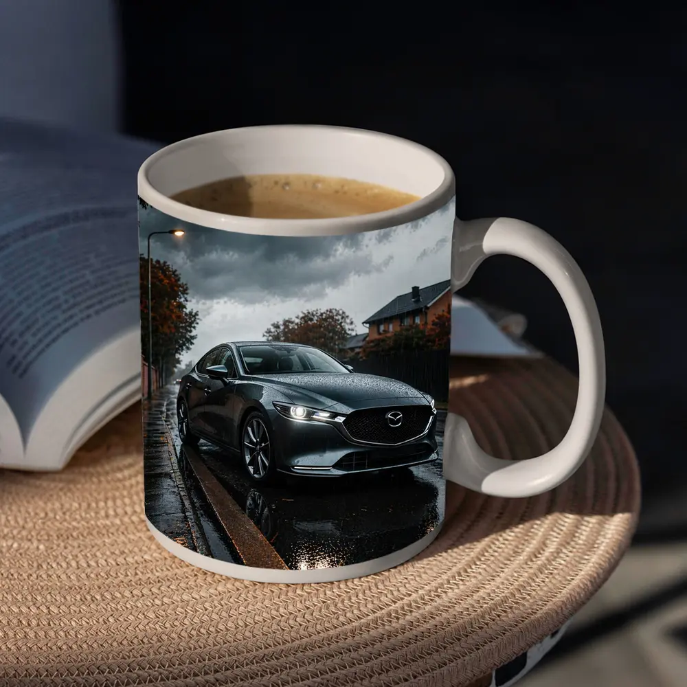 Mazda Six Sedan Wet Street Cloudy Day – Mugs