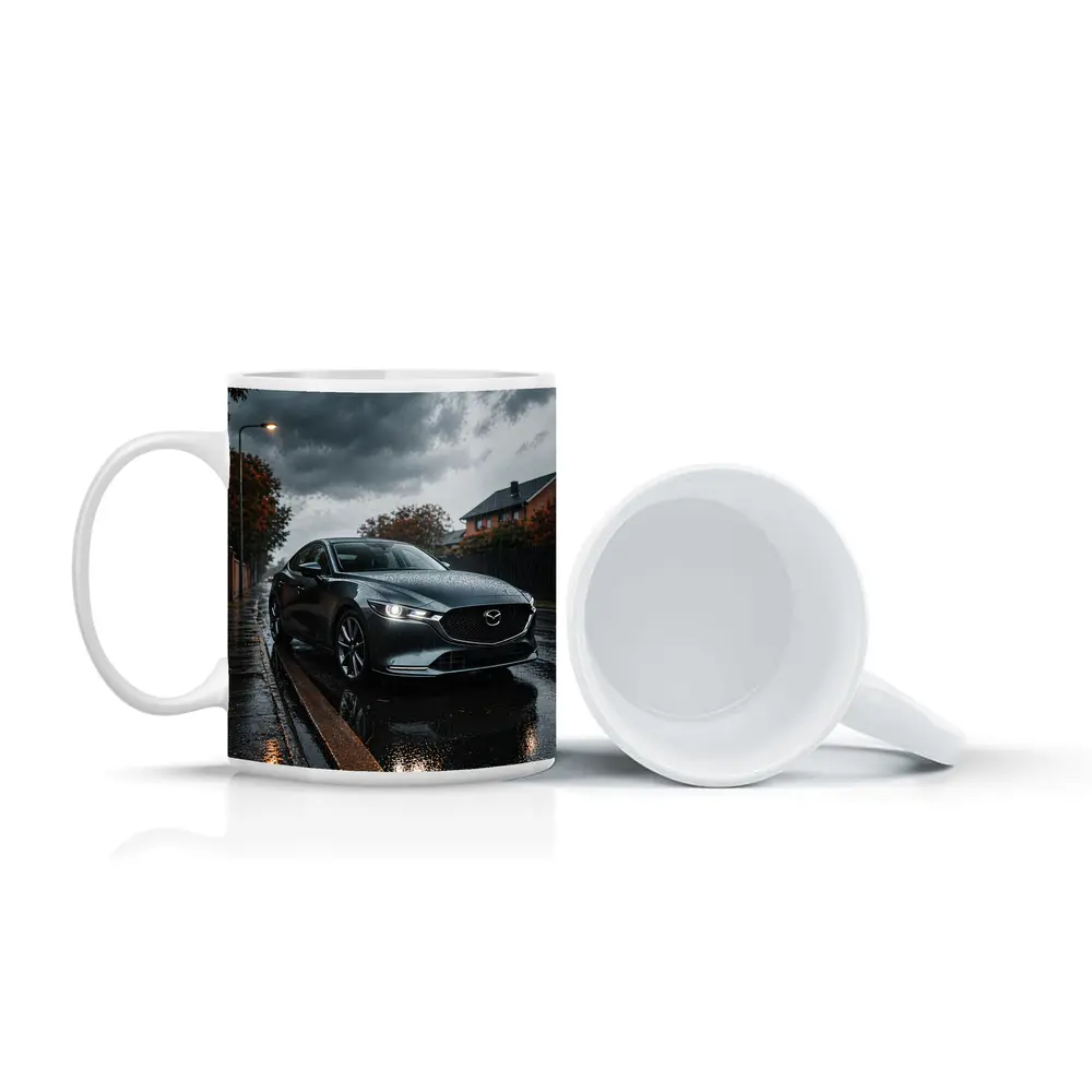 Mazda Six Sedan Wet Street Cloudy Day – Mugs