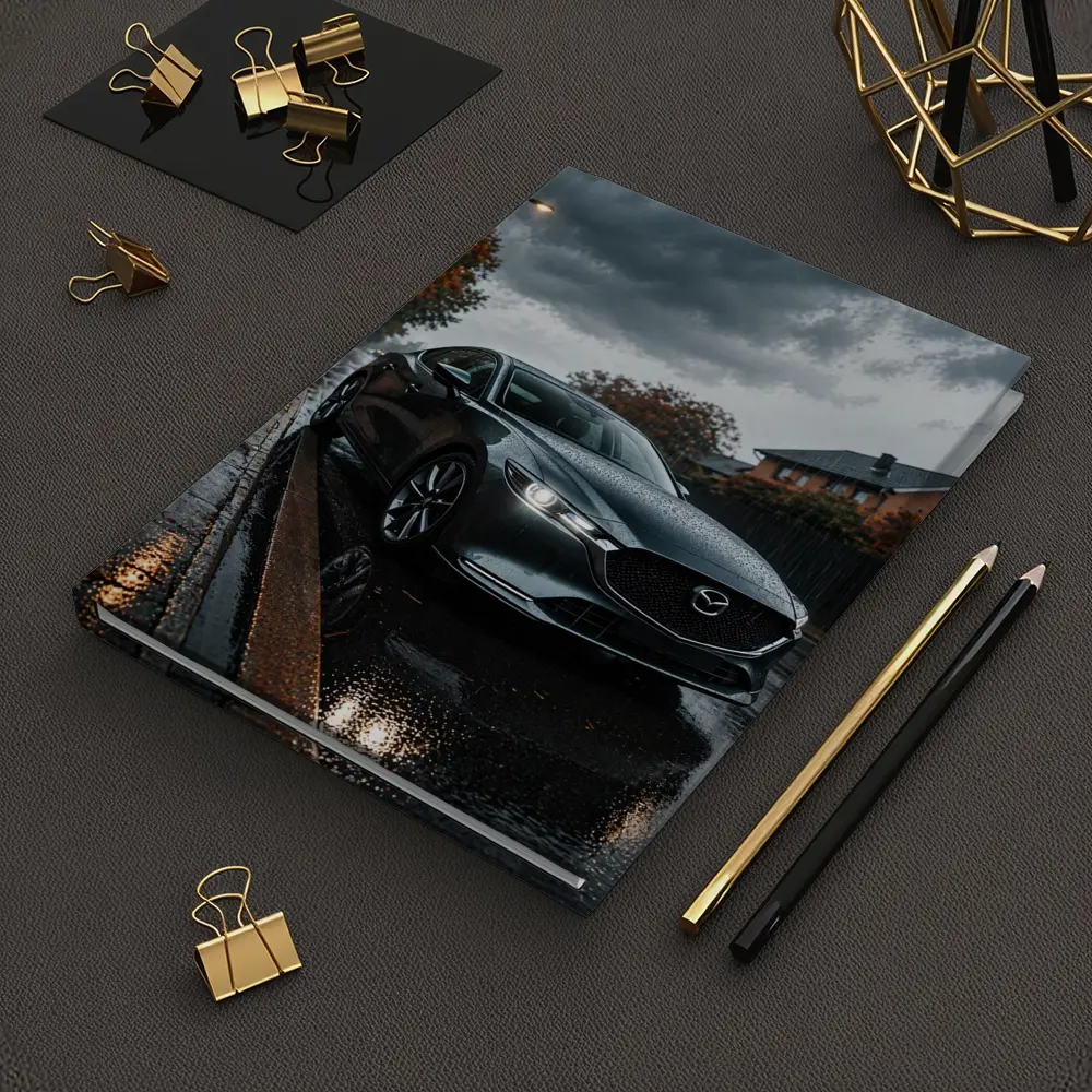 Mazda Six Sedan Wet Street Cloudy Day – Notebooks