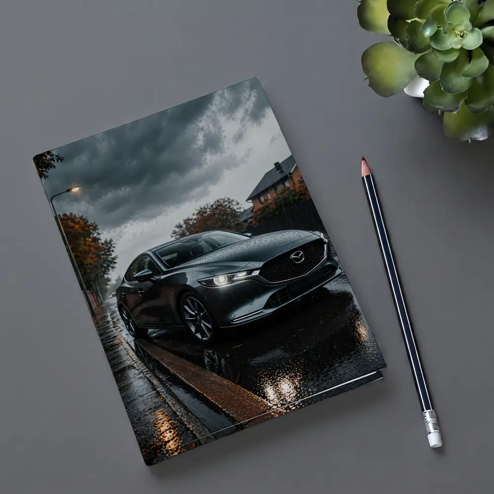 Mazda Six Sedan Wet Street Cloudy Day – Notebooks