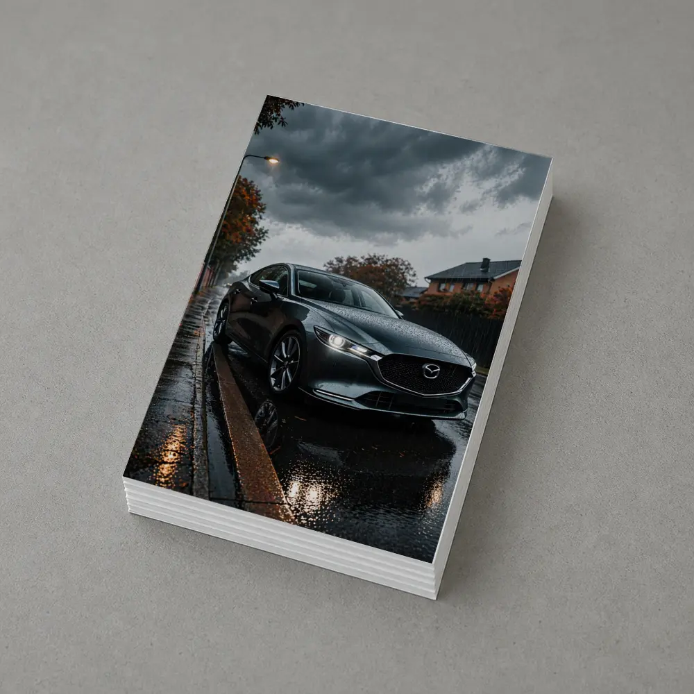 Mazda Six Sedan Wet Street Cloudy Day – Postcards