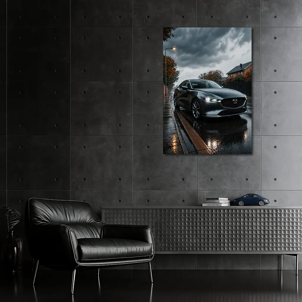 Mazda Six Sedan Wet Street Cloudy Day – Wall Art