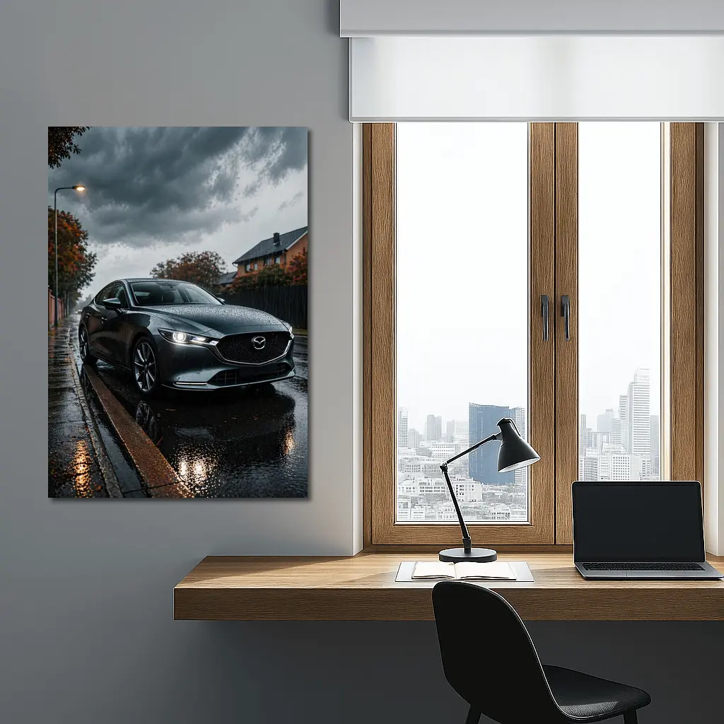 Mazda Six Sedan Wet Street Cloudy Day – Wall Art