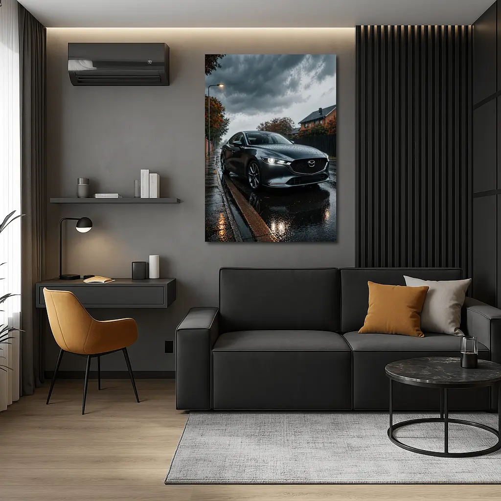 Mazda Six Sedan Wet Street Cloudy Day – Wall Art