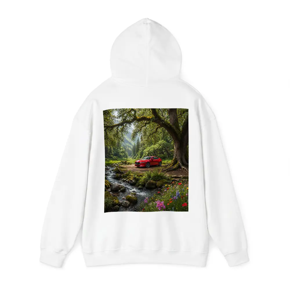 Red Mazda Six Forest Stream Nature Scene – Hoodies