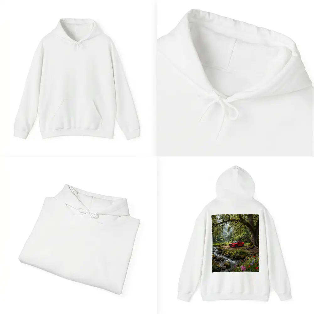 Red Mazda Six Forest Stream Nature Scene – Hoodies