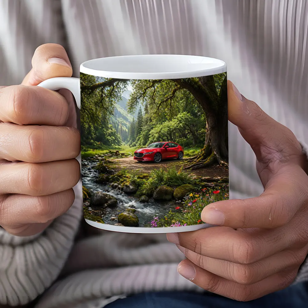 Red Mazda Six Forest Stream Nature Scene – Mugs
