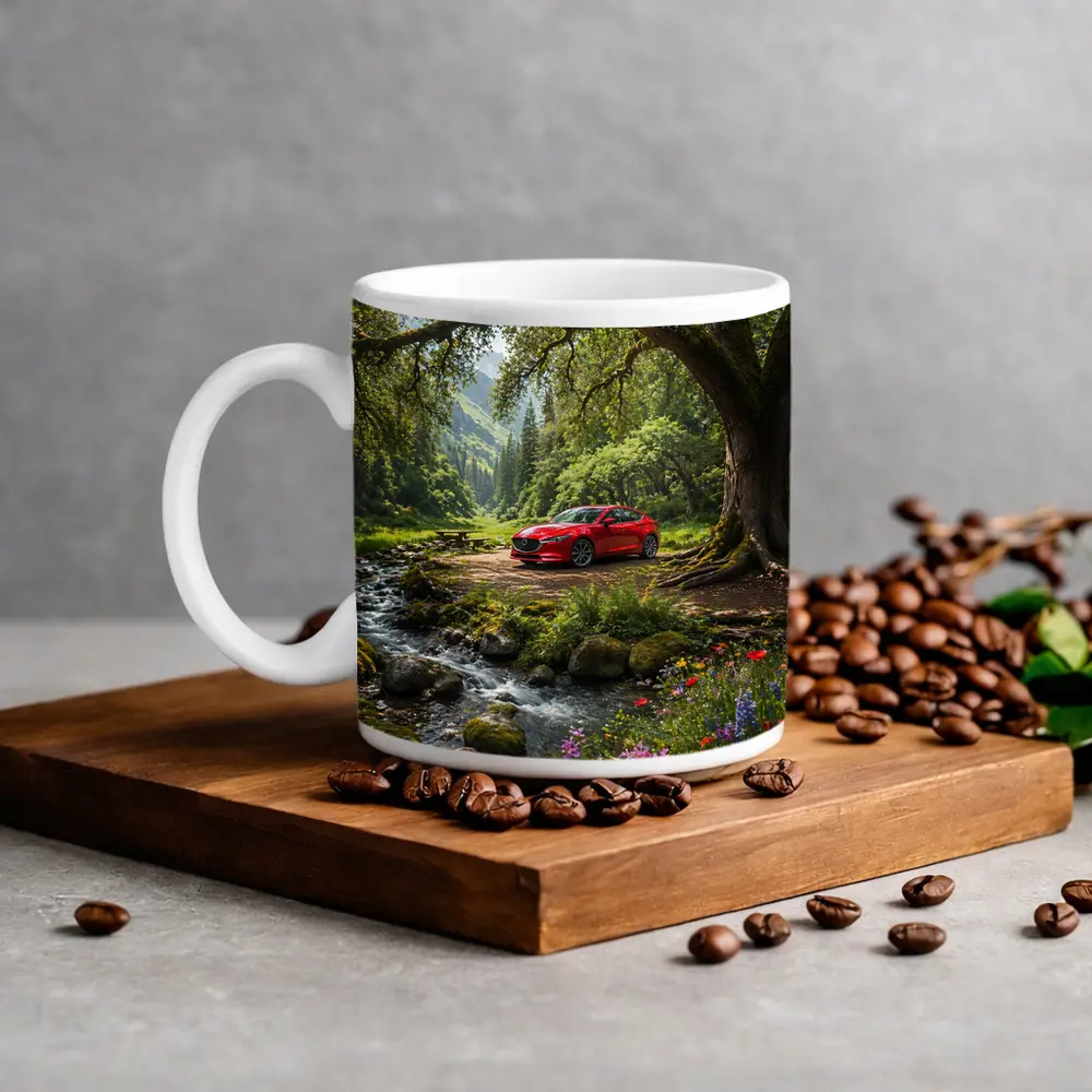 Red Mazda Six Forest Stream Nature Scene – Mugs