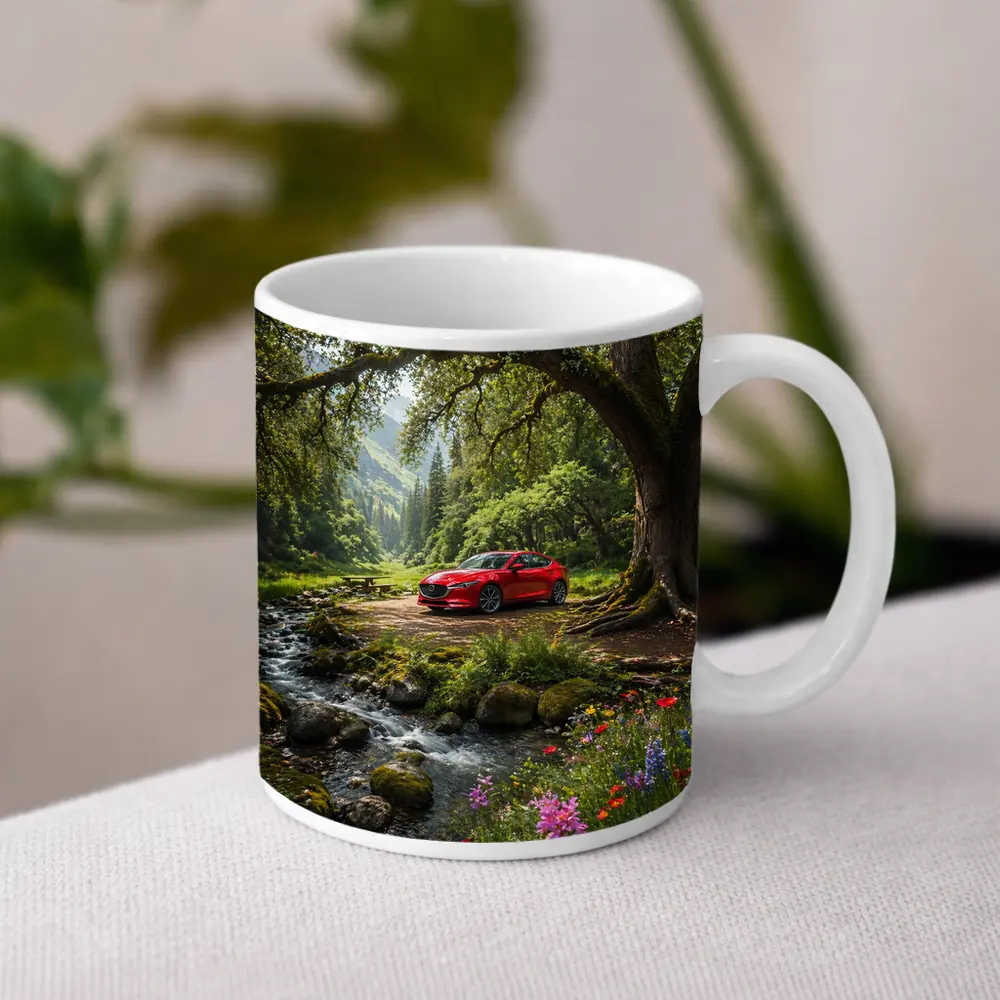 Red Mazda Six Forest Stream Nature Scene – Mugs