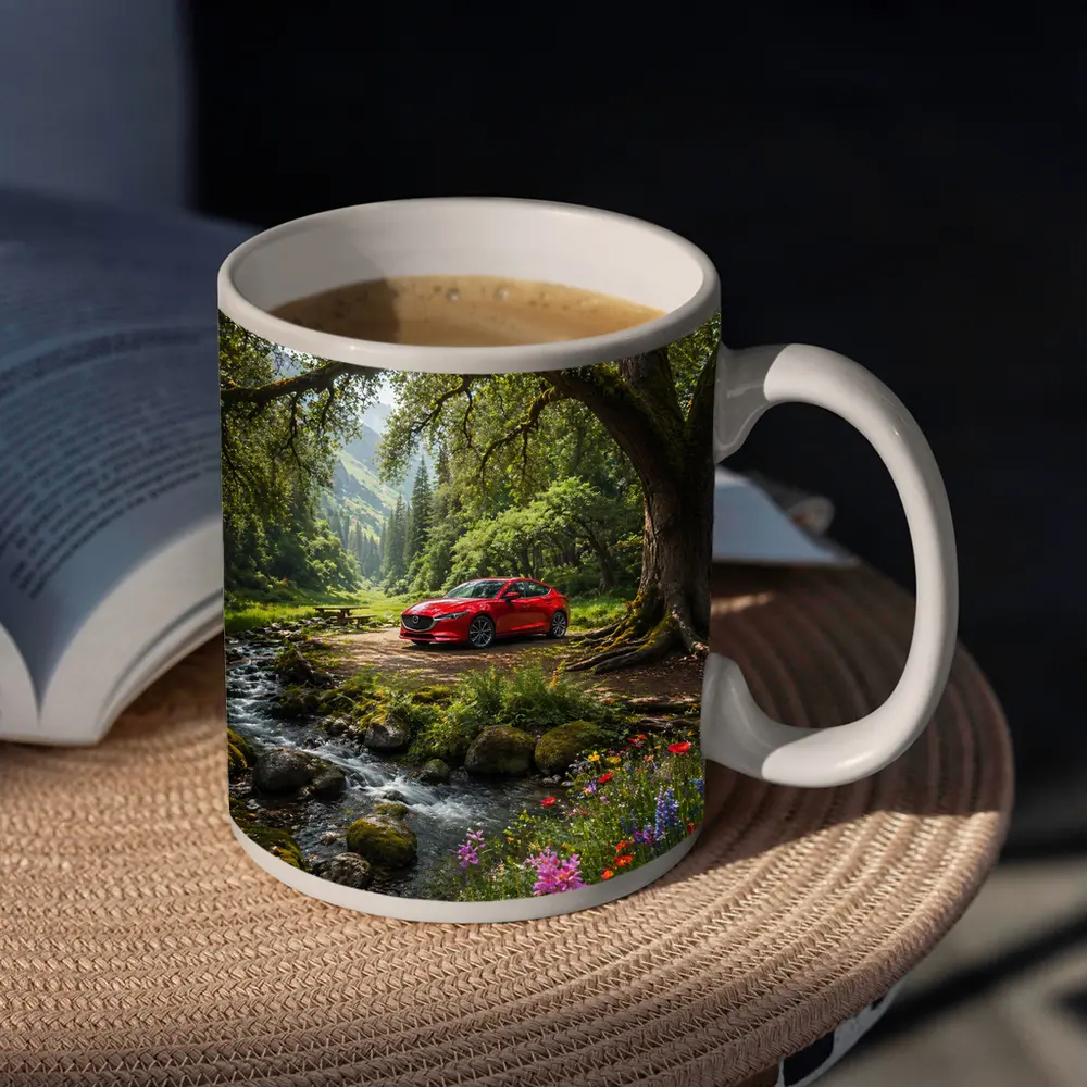 Red Mazda Six Forest Stream Nature Scene – Mugs