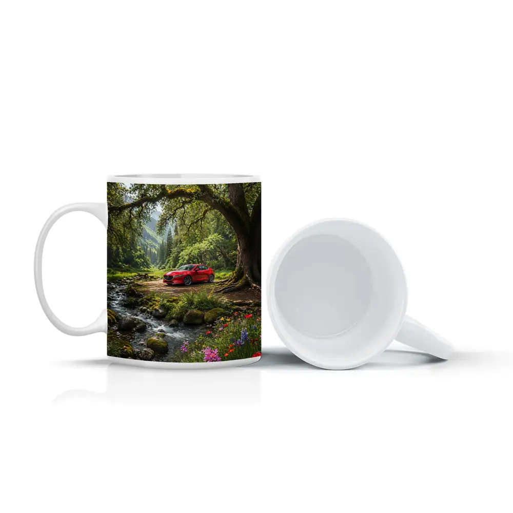 Red Mazda Six Forest Stream Nature Scene – Mugs