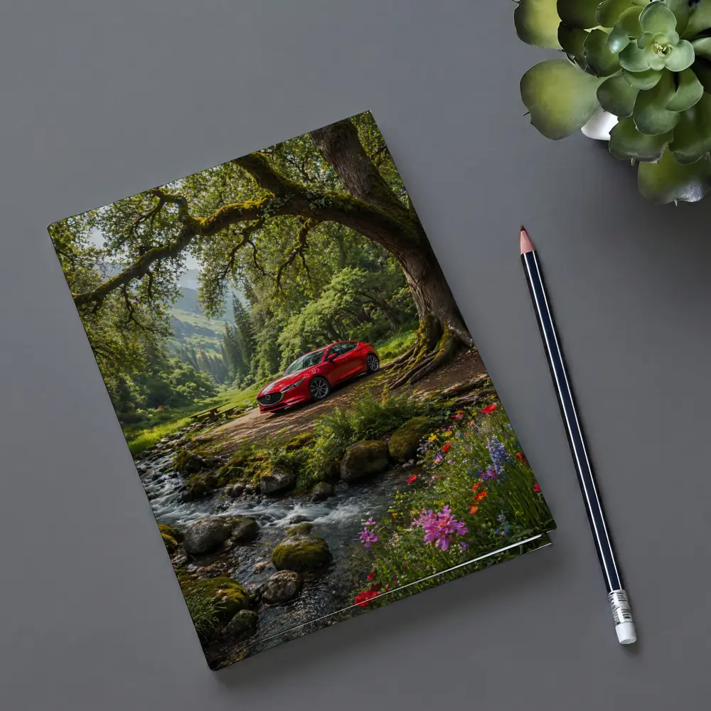 Red Mazda Six Forest Stream Nature Scene – Notebooks