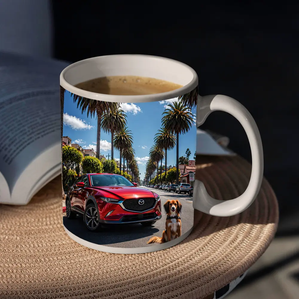 Mazda CX Red SUV Palm Tree Street – Mugs