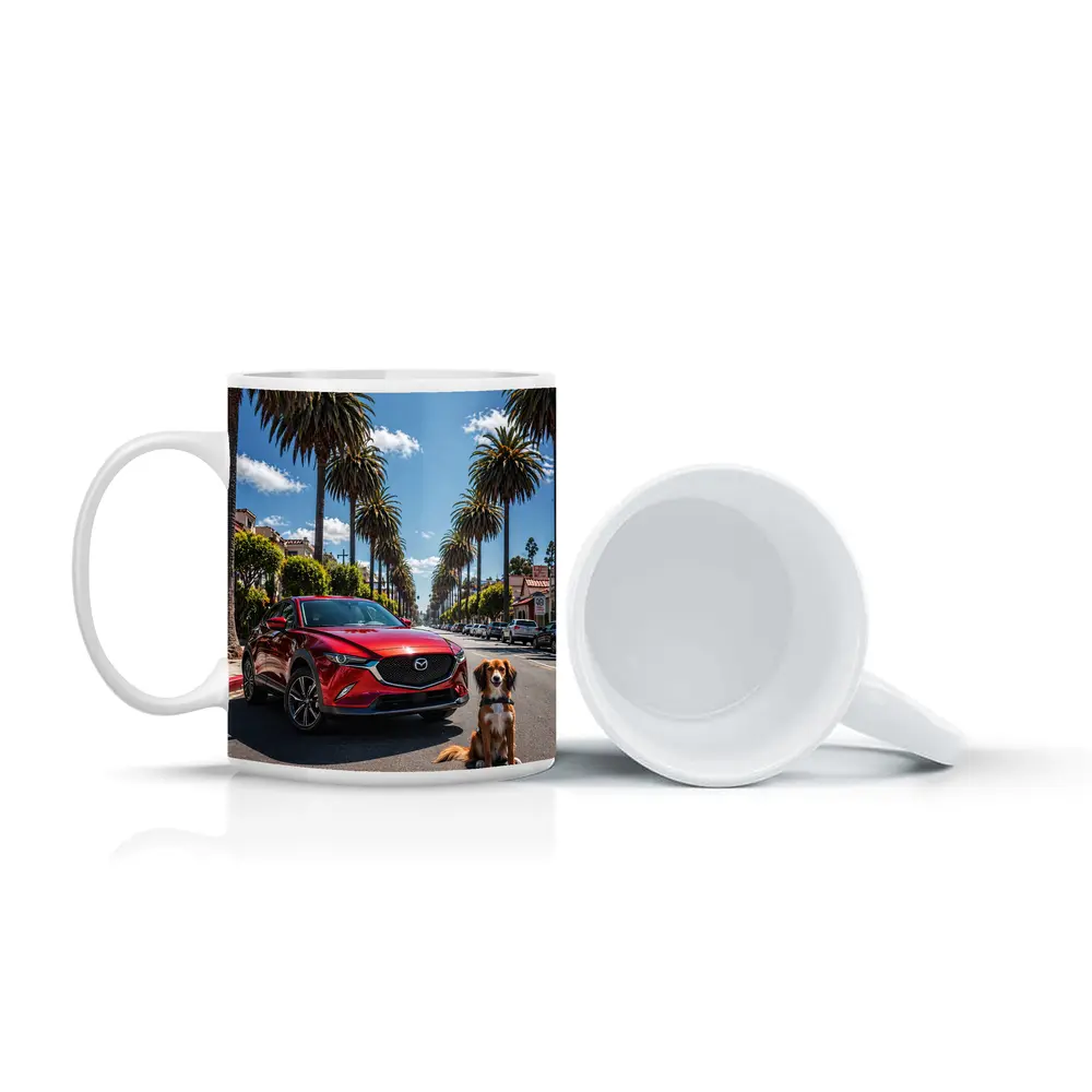 Mazda CX Red SUV Palm Tree Street – Mugs