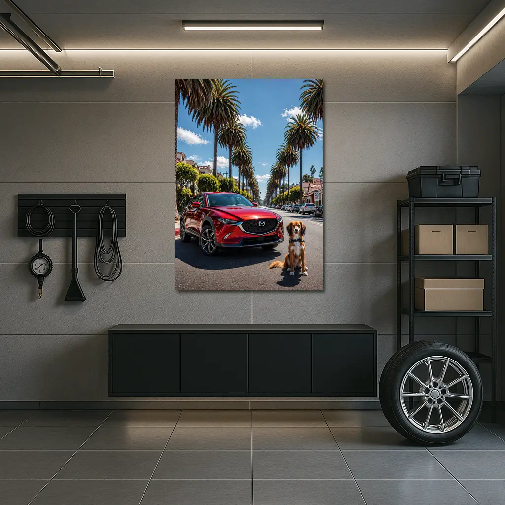 Mazda CX Red SUV Palm Tree Street – Wall Art