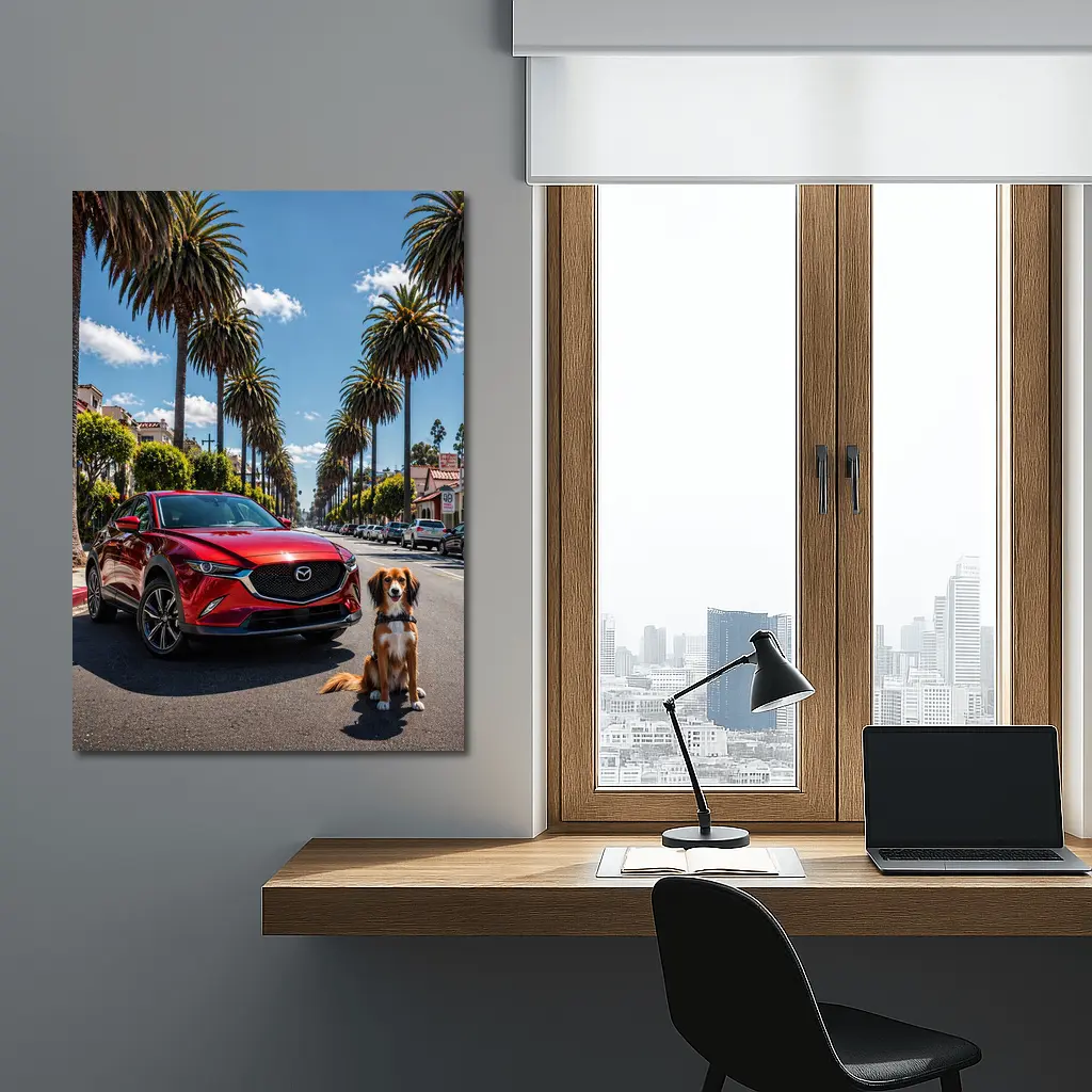 Mazda CX Red SUV Palm Tree Street – Wall Art