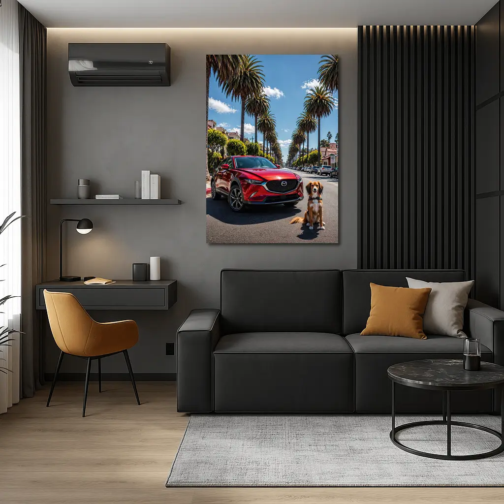 Mazda CX Red SUV Palm Tree Street – Wall Art