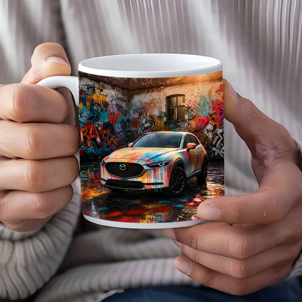 Mazda CX30 Colorful Graffiti Wall Urban Setting – Mugs