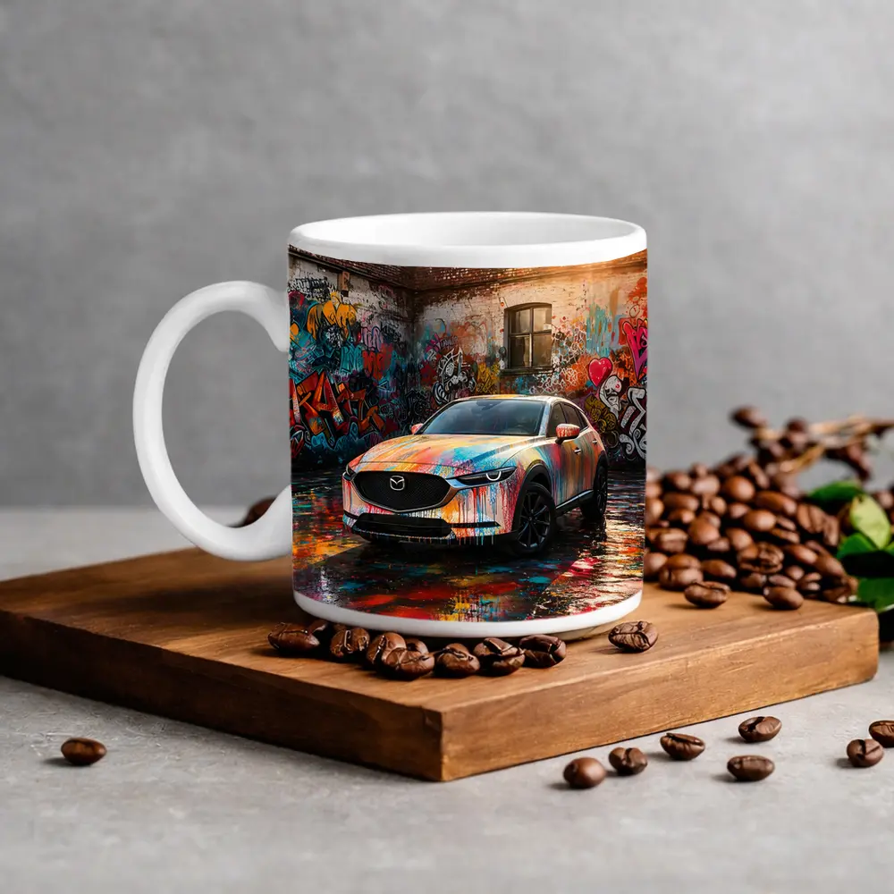 Mazda CX30 Colorful Graffiti Wall Urban Setting – Mugs