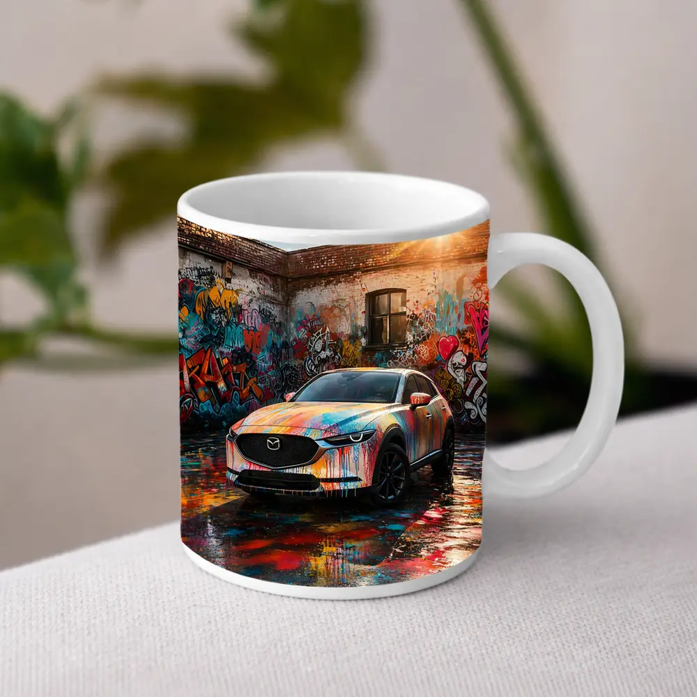 Mazda CX30 Colorful Graffiti Wall Urban Setting – Mugs