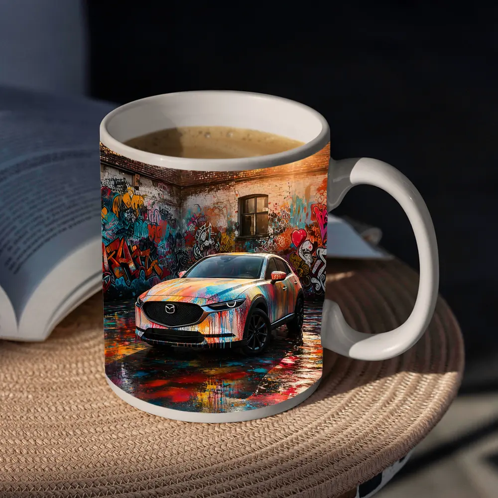 Mazda CX30 Colorful Graffiti Wall Urban Setting – Mugs