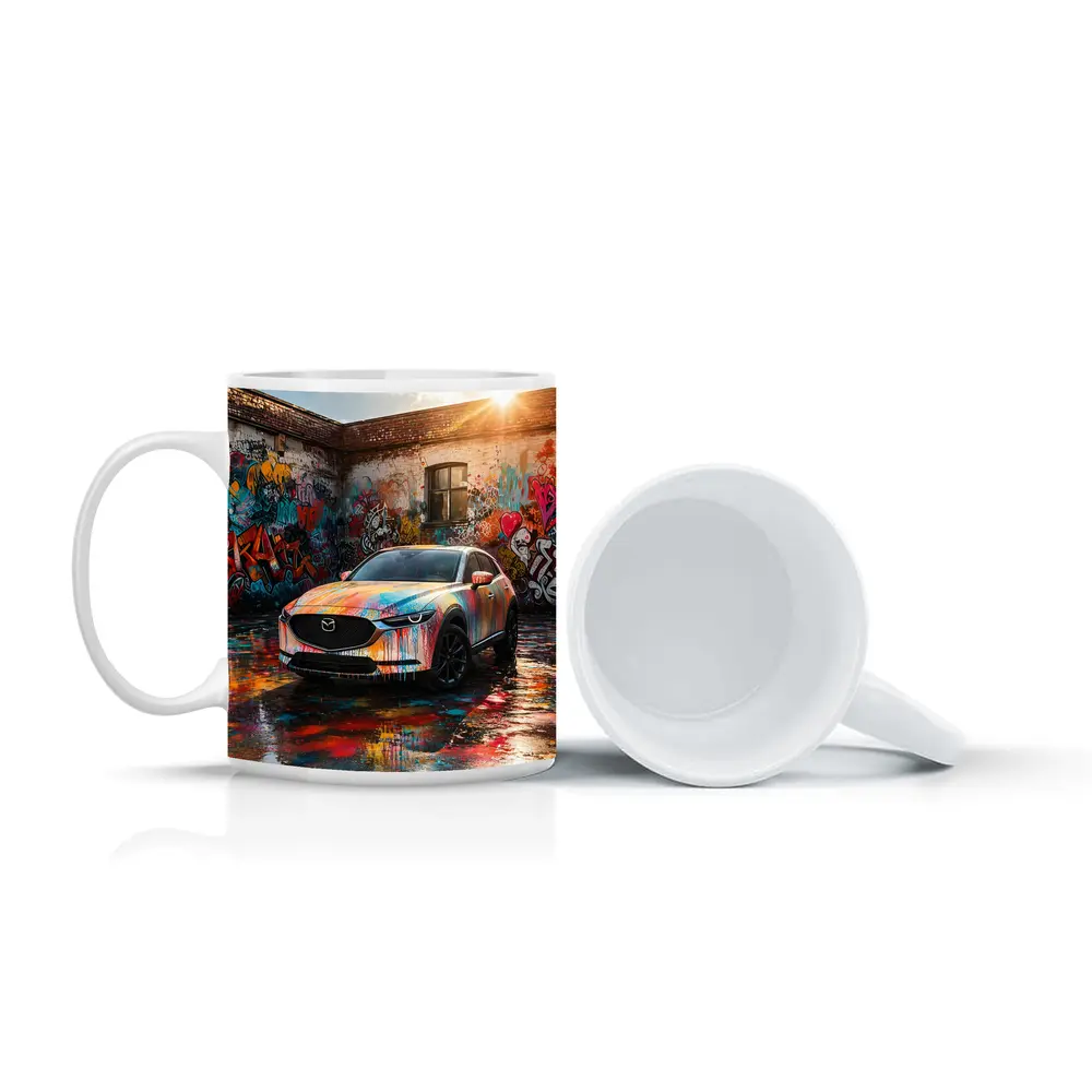 Mazda CX30 Colorful Graffiti Wall Urban Setting – Mugs