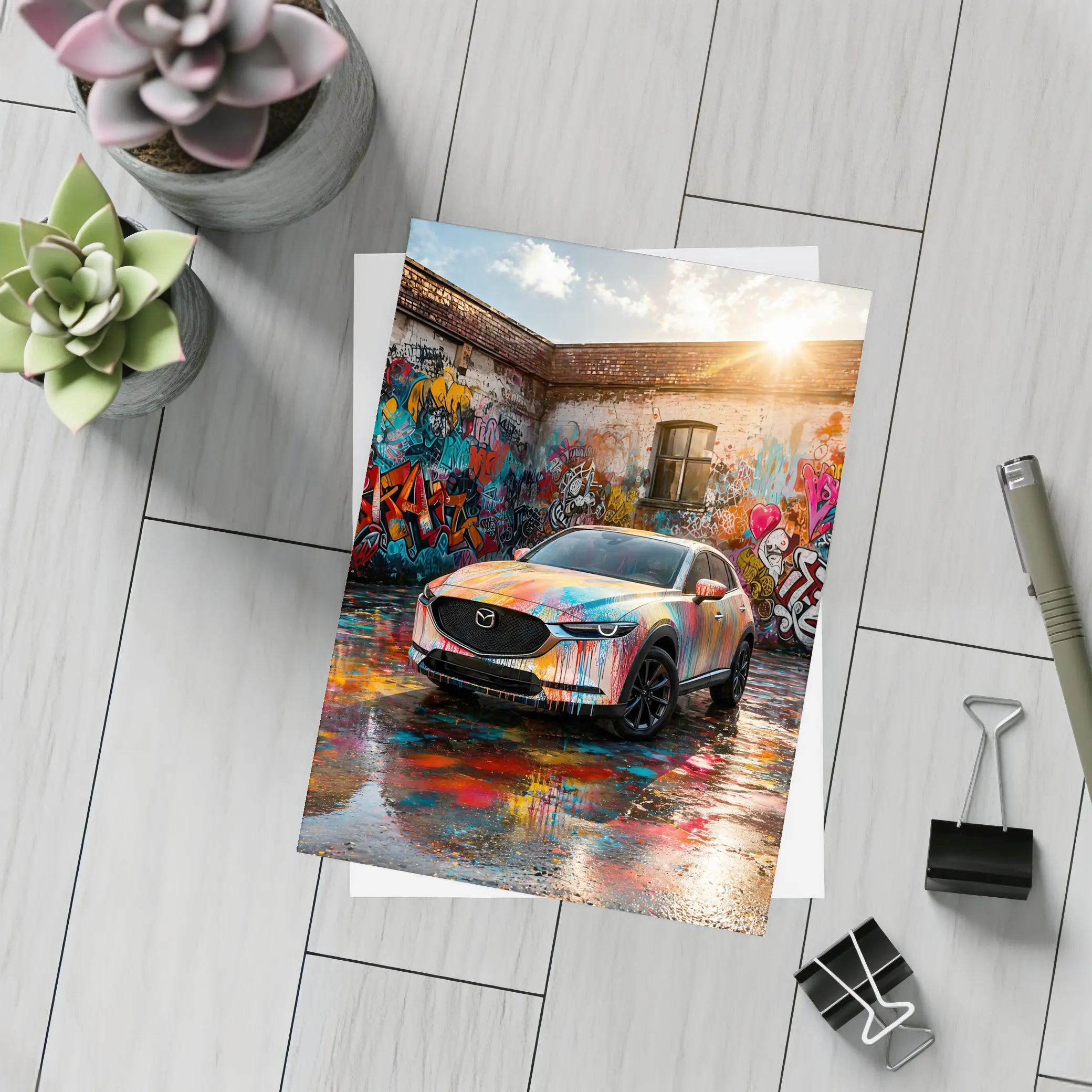 Mazda CX30 Colorful Graffiti Wall Urban Setting – Postcards