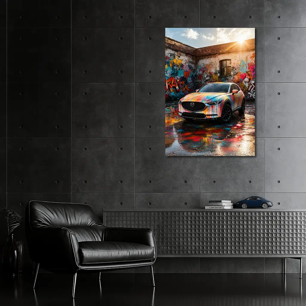 Mazda CX30 Colorful Graffiti Wall Urban Setting – Wall Art