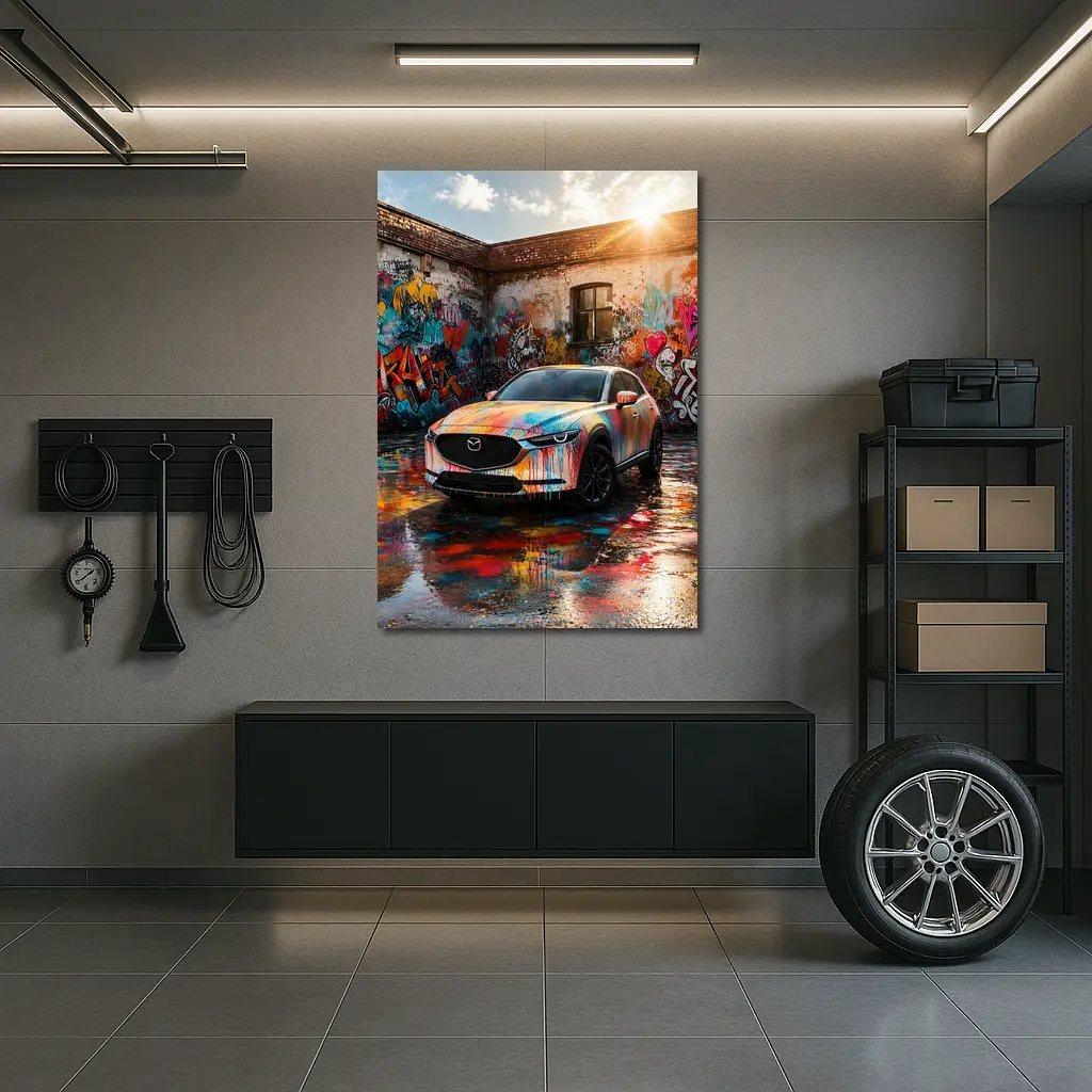 Mazda CX30 Colorful Graffiti Wall Urban Setting – Wall Art