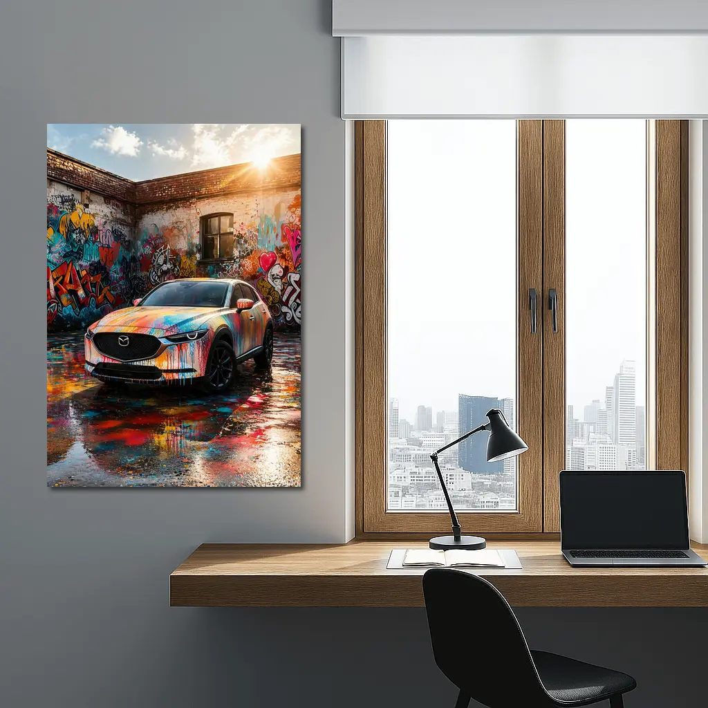 Mazda CX30 Colorful Graffiti Wall Urban Setting – Wall Art