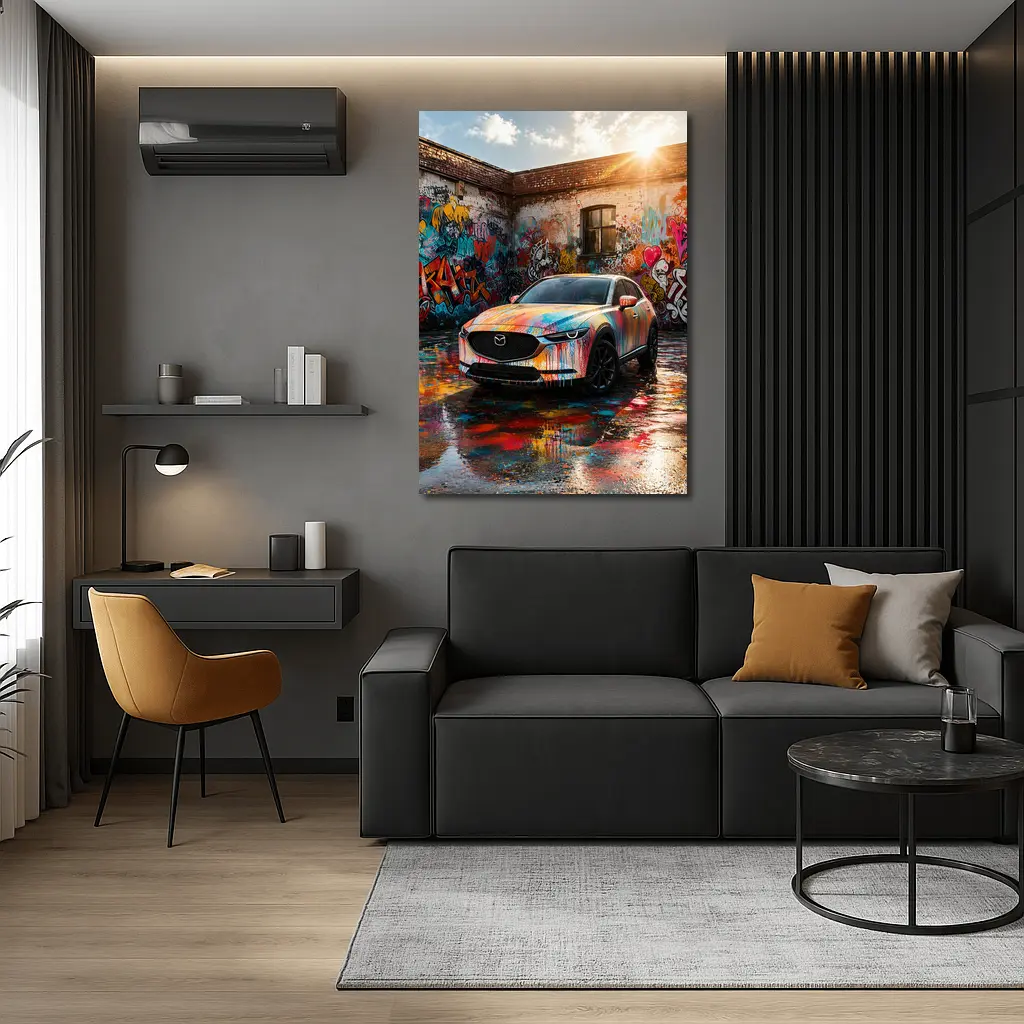 Mazda CX30 Colorful Graffiti Wall Urban Setting – Wall Art