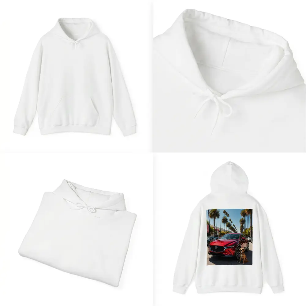Red Mazda CX30 With Dog Palm Trees – Hoodies