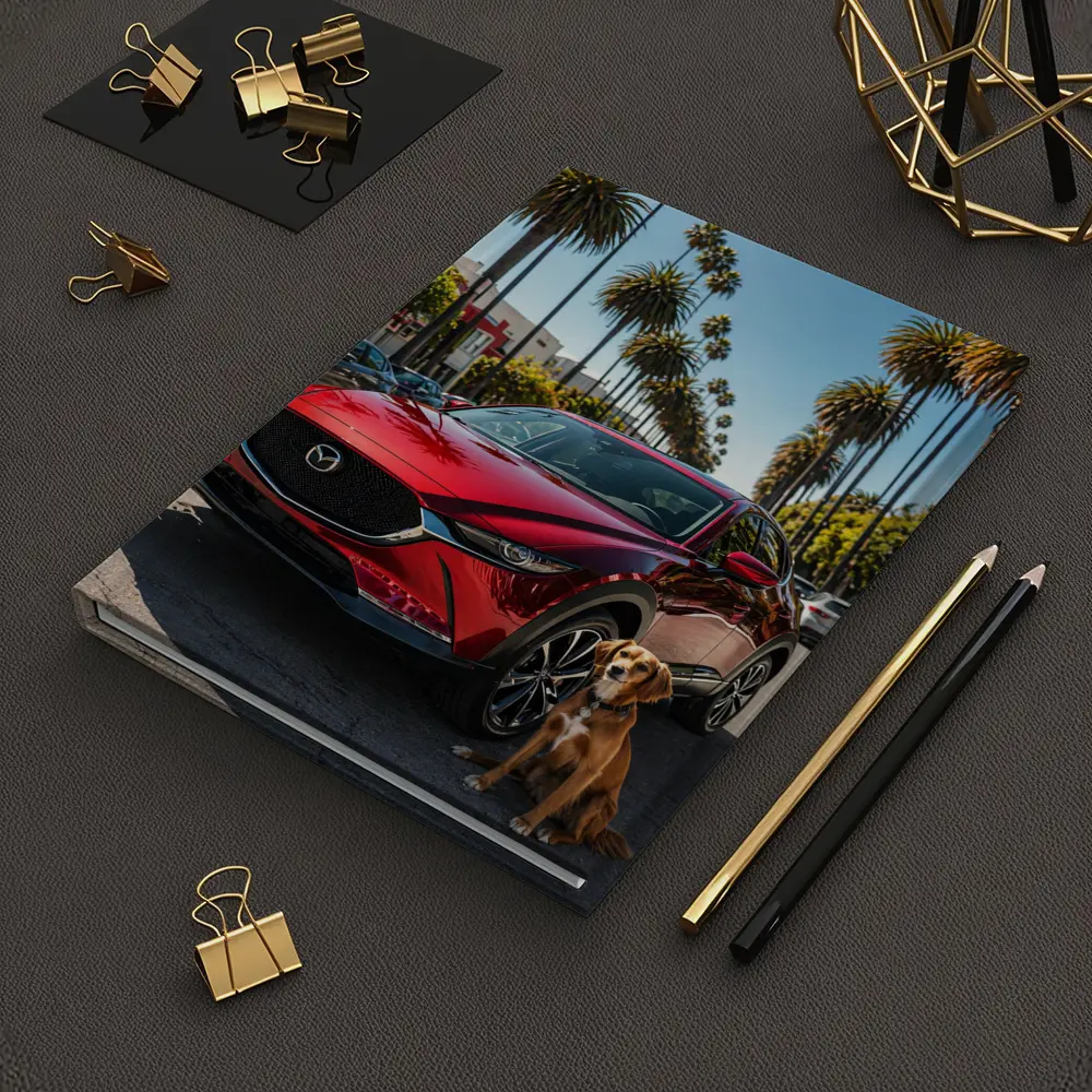Red Mazda CX30 With Dog Palm Trees – Notebooks