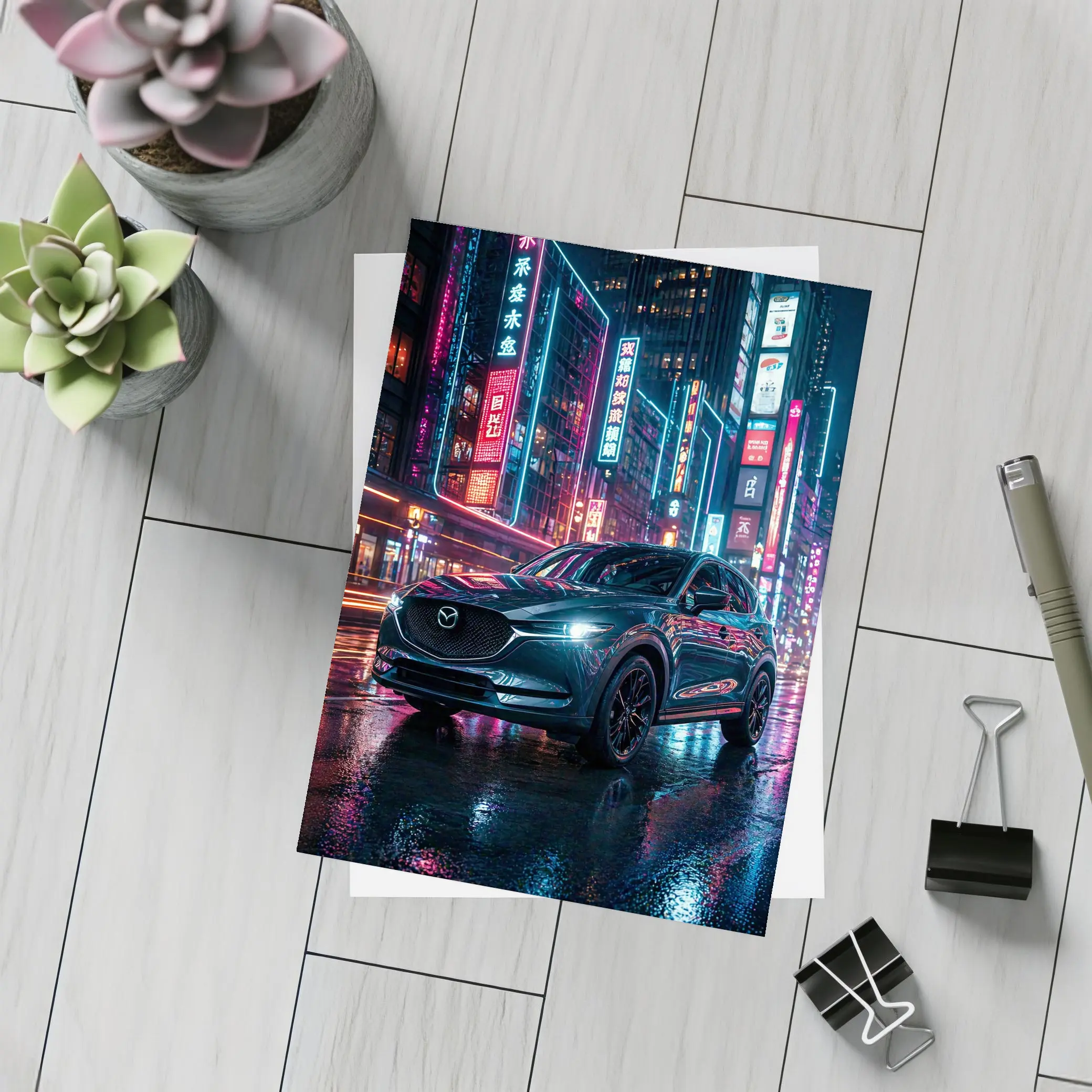 Mazda CX5 Neon City Night Street – Postcards