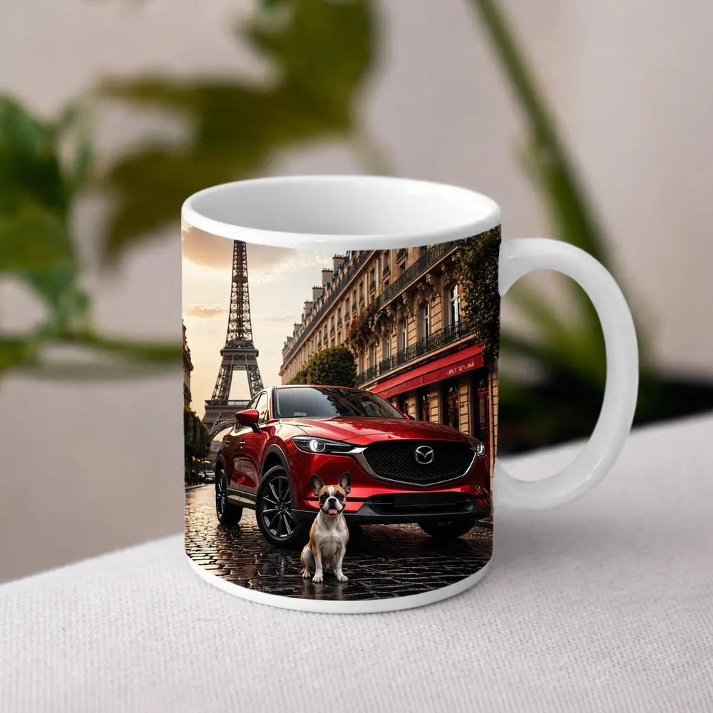 Mazda CX5 Red SUV Paris Eiffel Tower – Mugs