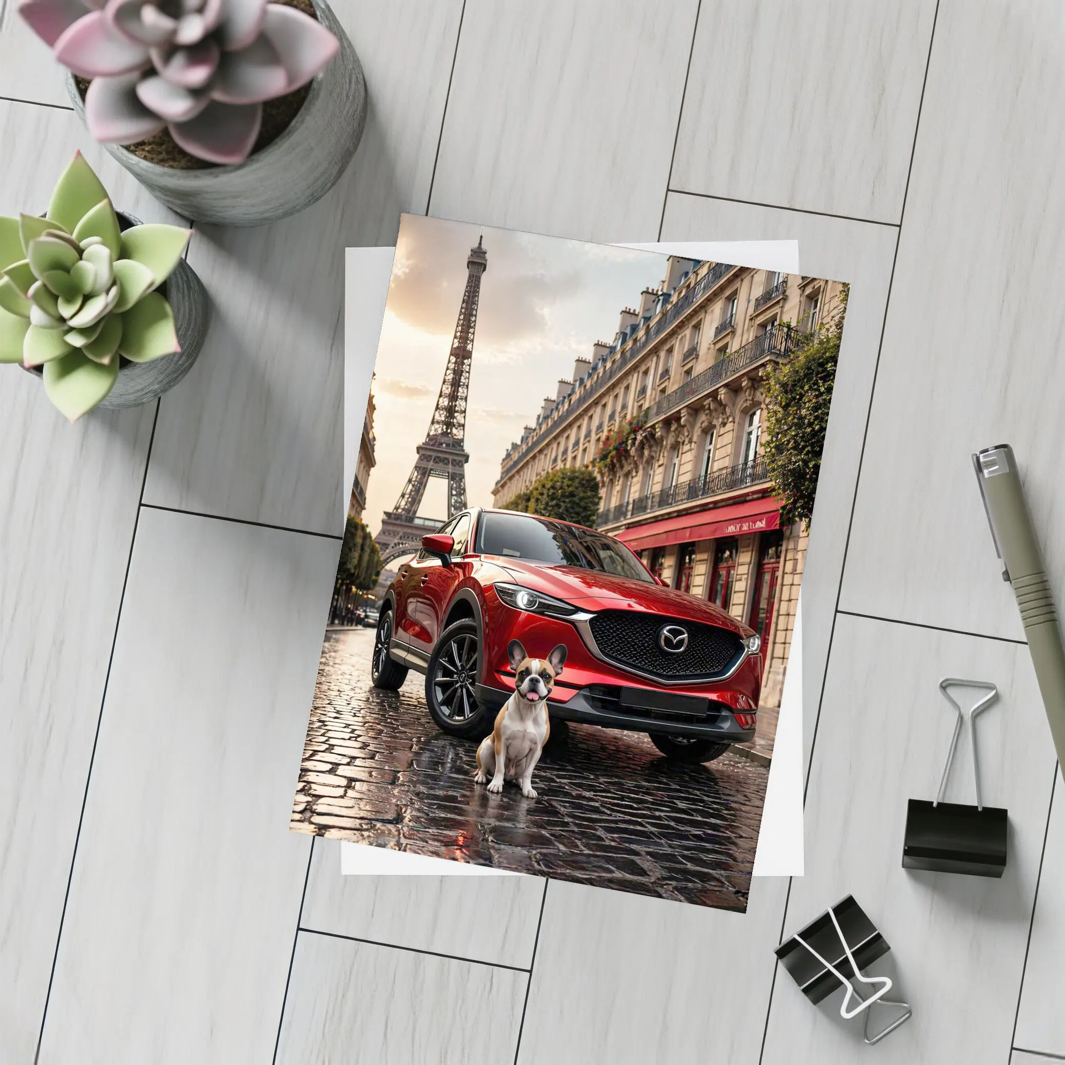 Mazda CX5 Red SUV Paris Eiffel Tower – Postcards