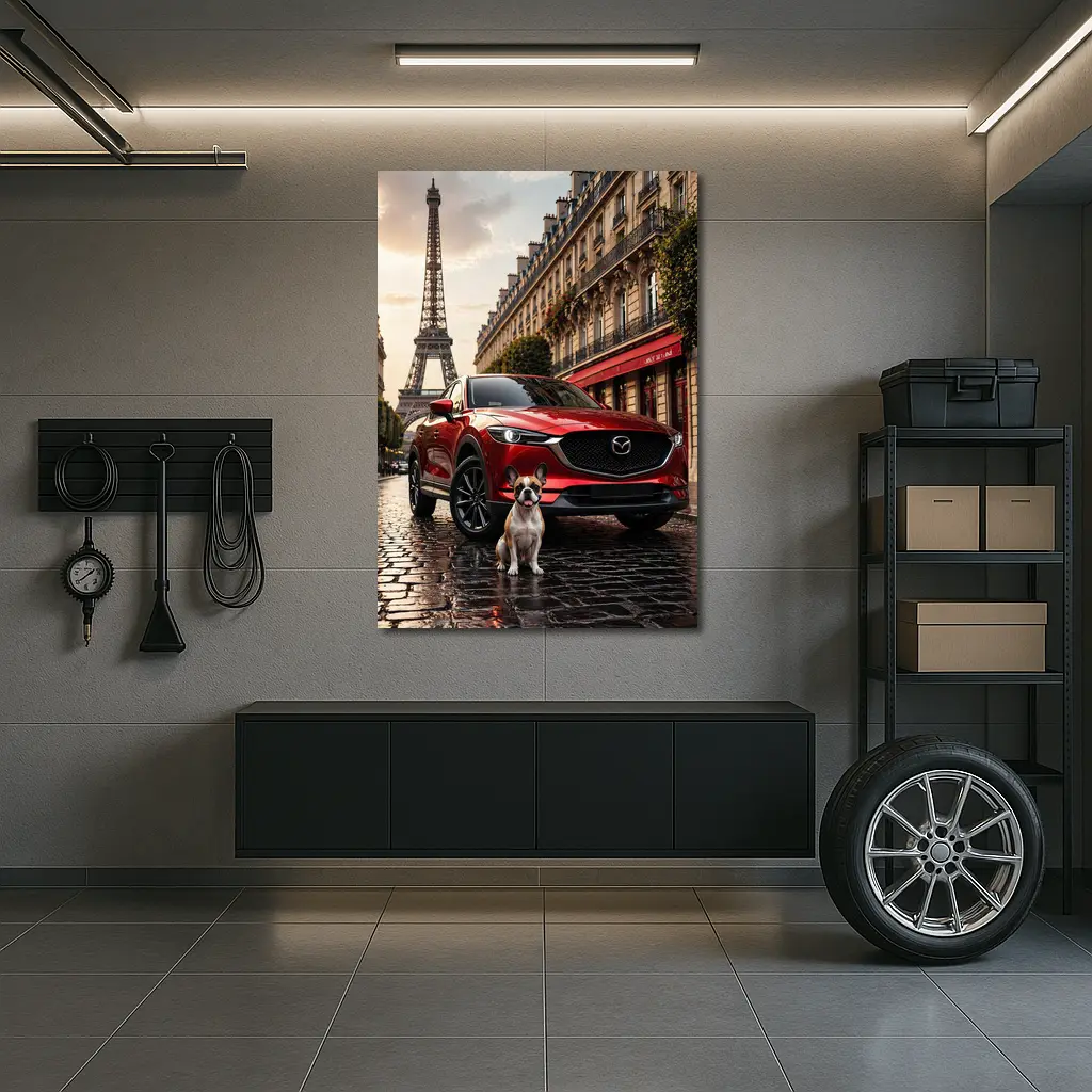 Mazda CX5 Red SUV Paris Eiffel Tower – Wall Art