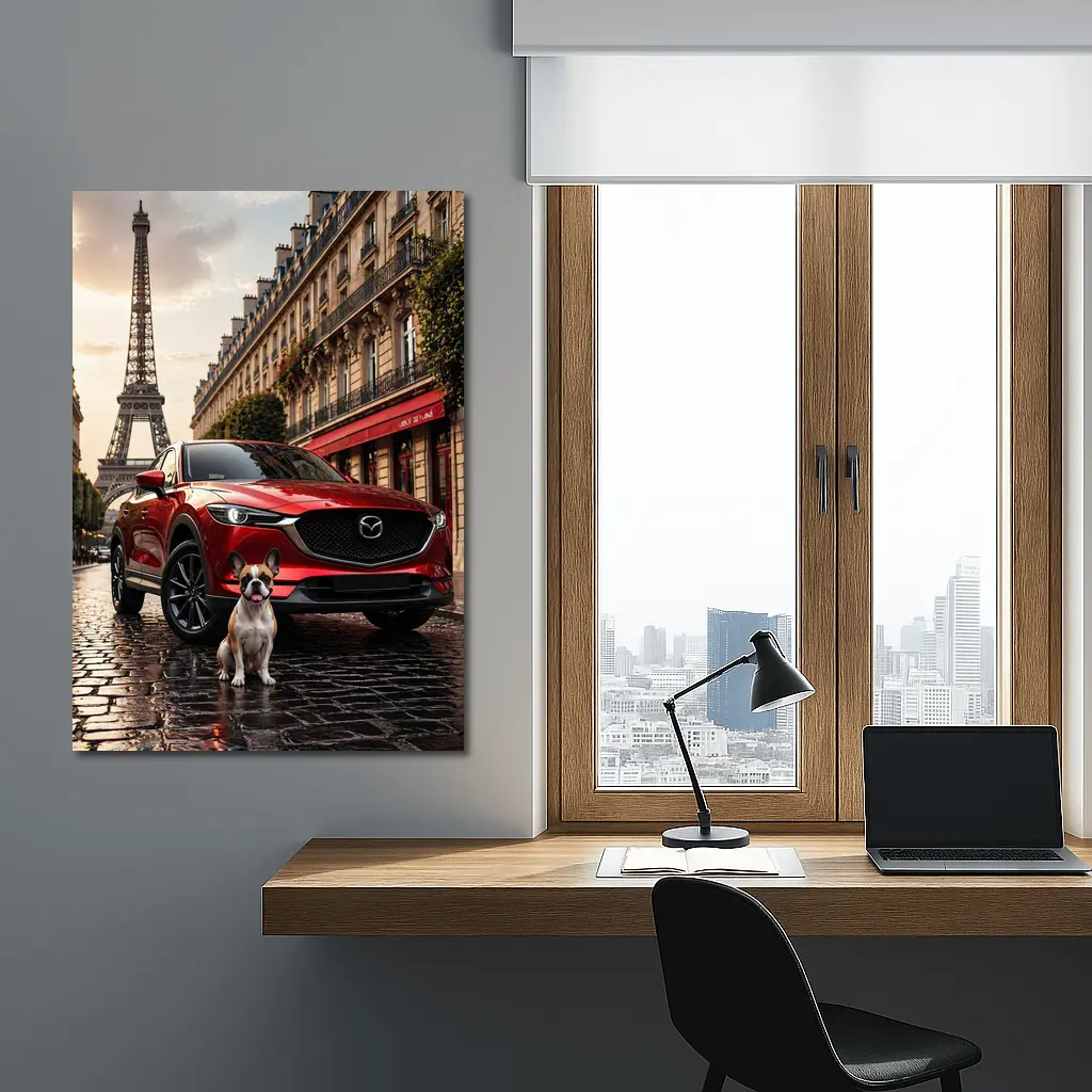 Mazda CX5 Red SUV Paris Eiffel Tower – Wall Art