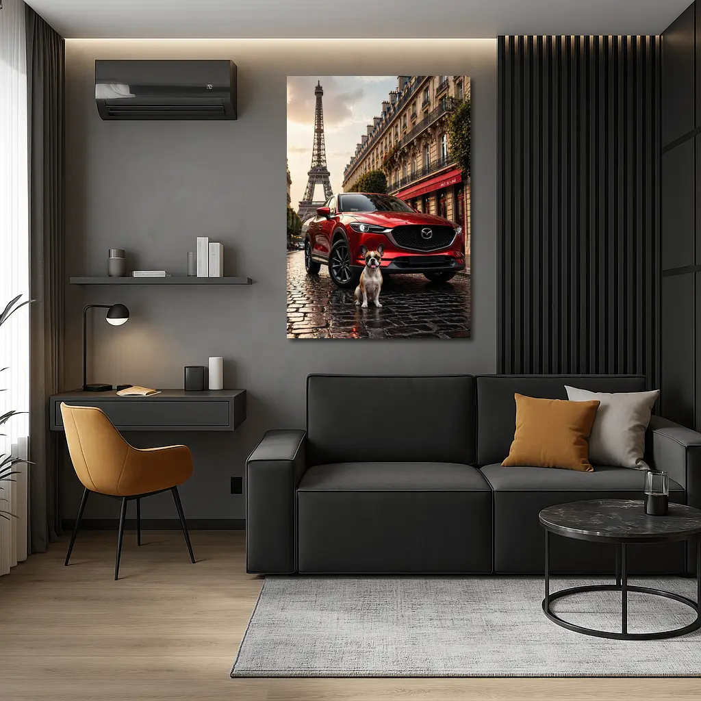 Mazda CX5 Red SUV Paris Eiffel Tower – Wall Art