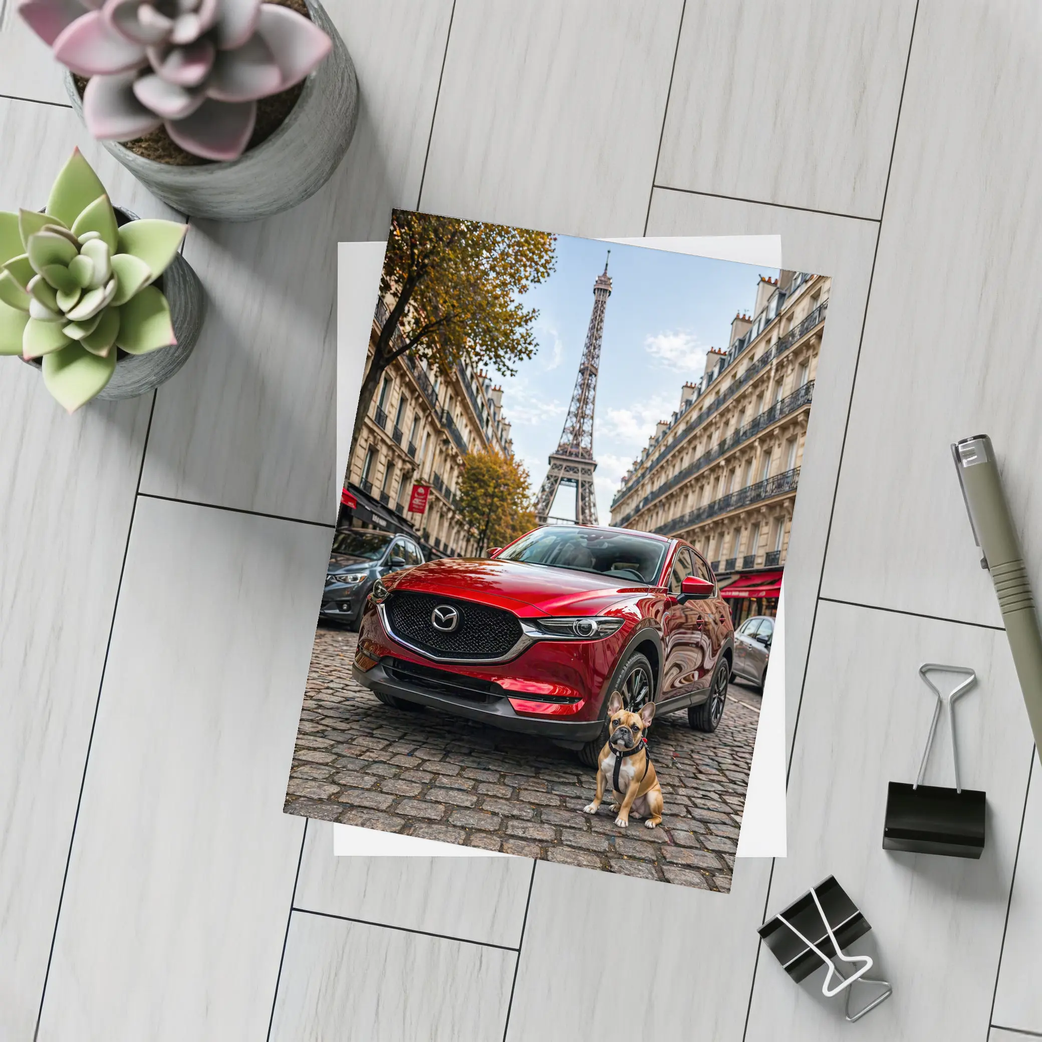 Mazda CX5 Red SUV Paris Eiffel Tower – Postcards