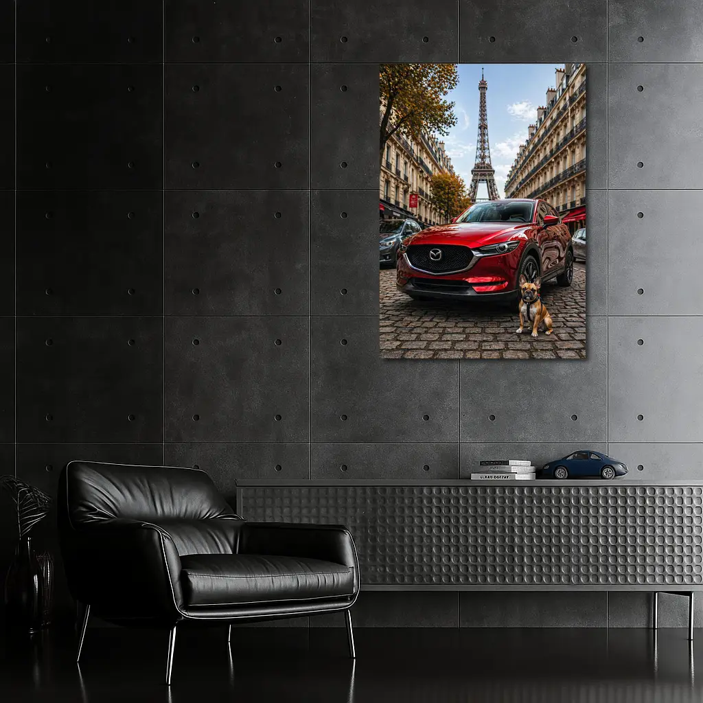 Mazda CX5 Red SUV Paris Eiffel Tower – Wall Art