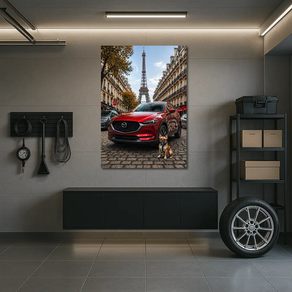 Mazda CX5 Red SUV Paris Eiffel Tower – Wall Art