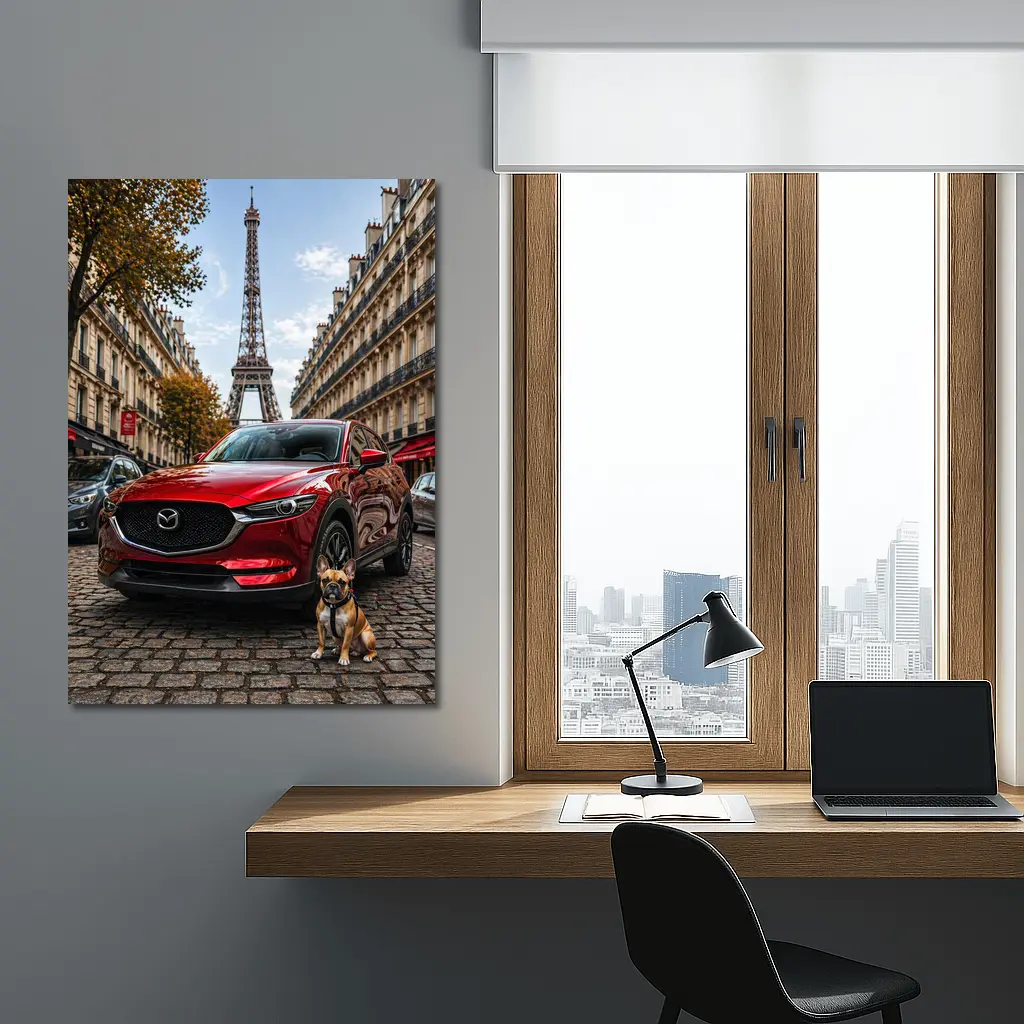 Mazda CX5 Red SUV Paris Eiffel Tower – Wall Art