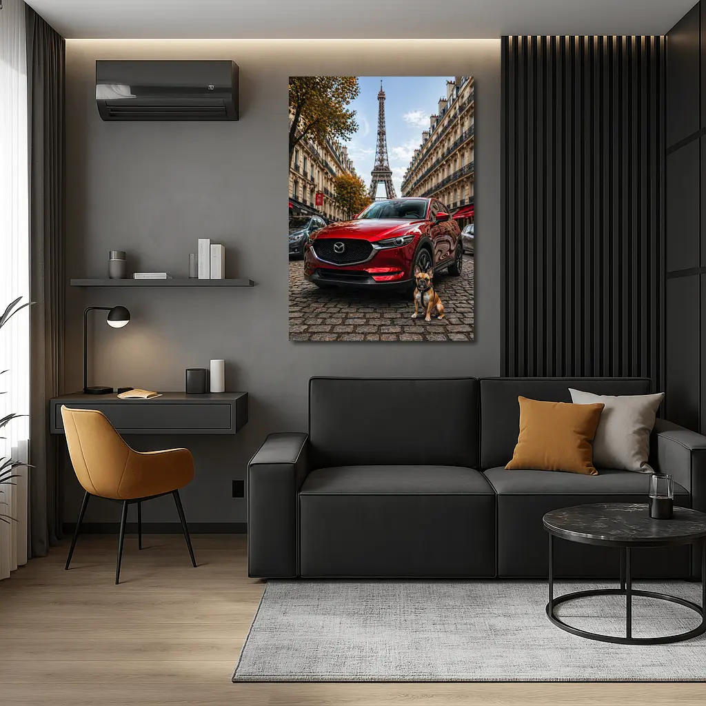 Mazda CX5 Red SUV Paris Eiffel Tower – Wall Art