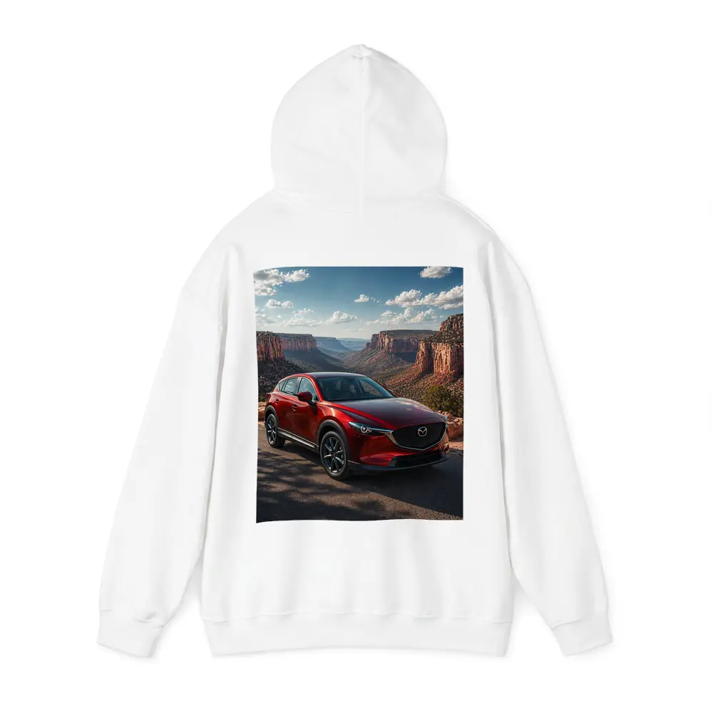 Mazda CX5 Red SUV Canyon Landscape – Hoodies